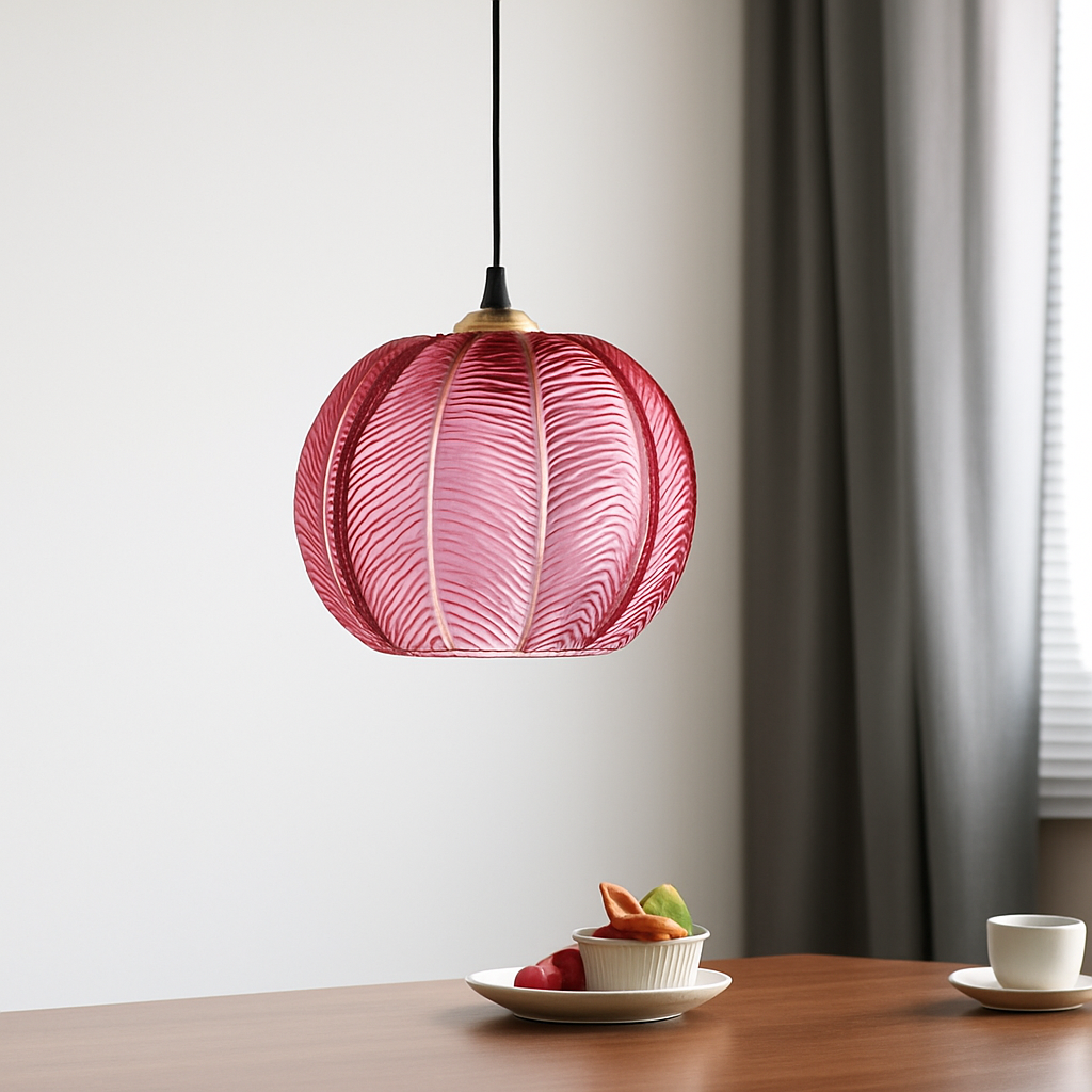 Suspension en verre moderne à motif de feuilles vertes - vue 6 sur 18