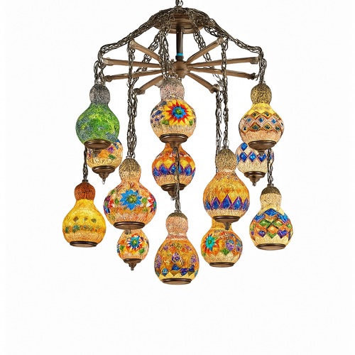 suspension en verre mosaïque bonhomme de neige artisanale asiatique boho - vue 3 sur 13