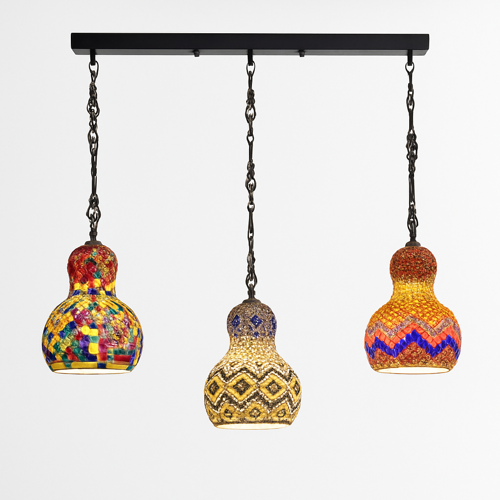 suspension en verre mosaïque bonhomme de neige artisanale asiatique boho - vue 6 sur 13