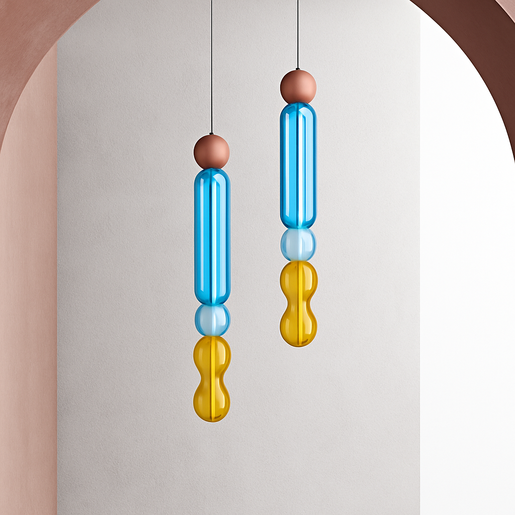 Suspension en verre scandinave Abat-jour coloré minimal chevet petite lumière suspendue chambre design éclairage de salle à manger - vue 4 sur 21