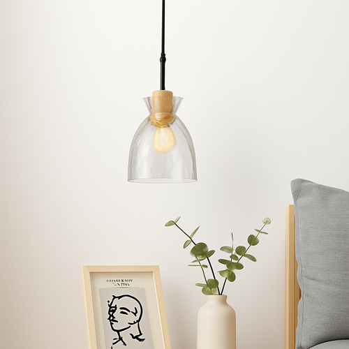 Suspension en verre transparente led déco maison - vue 4 sur 9