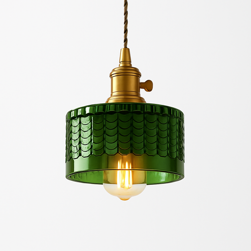 Suspension en verre vert scandinave - vue 12 sur 30