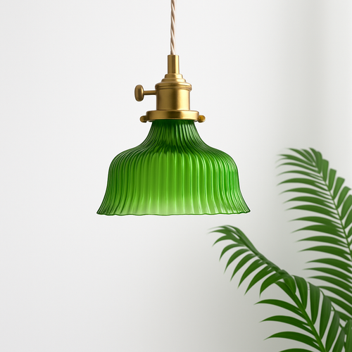Suspension en verre vert scandinave - vue 17 sur 30