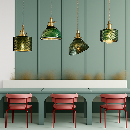 Suspension en verre vert scandinave - vue 3 sur 30