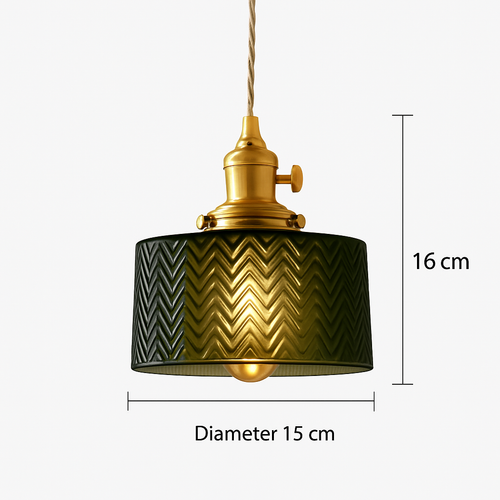 Suspension en verre vert scandinave - vue 4 sur 30