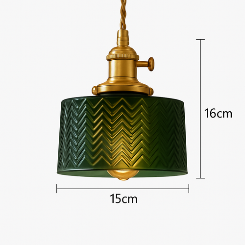 Suspension en verre vert scandinave - vue 4 sur 30