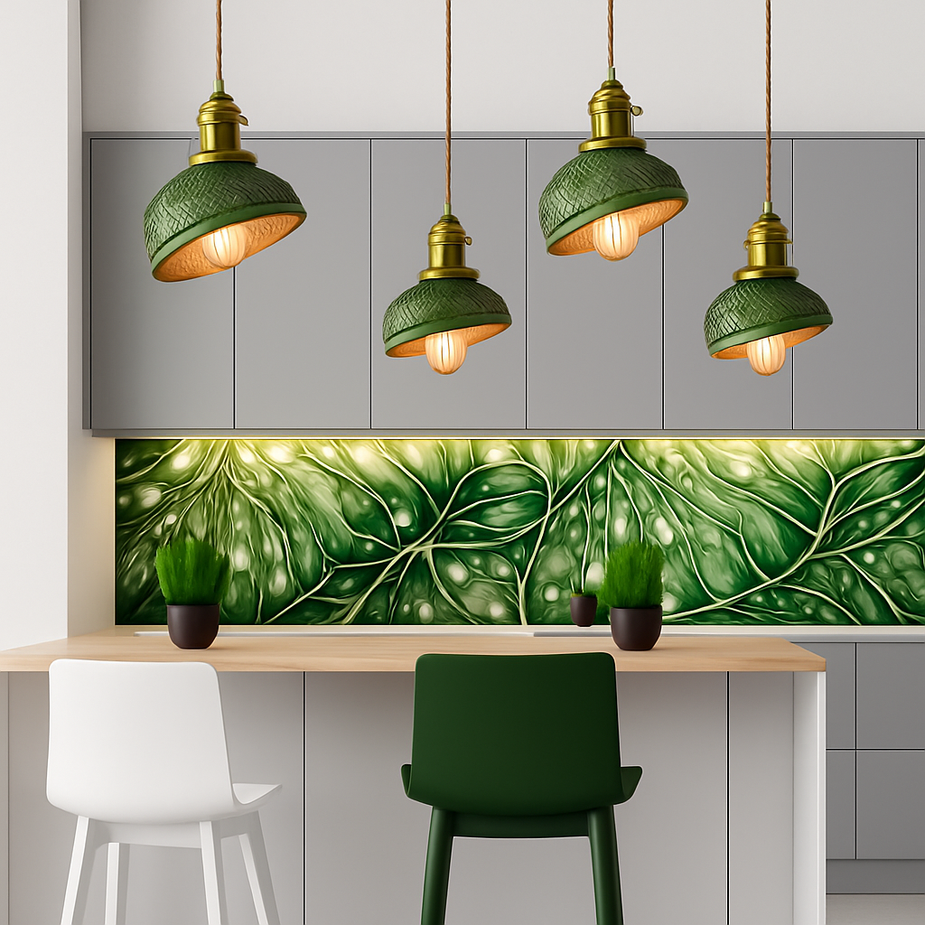Suspension en verre vert scandinave - vue 4 sur 30