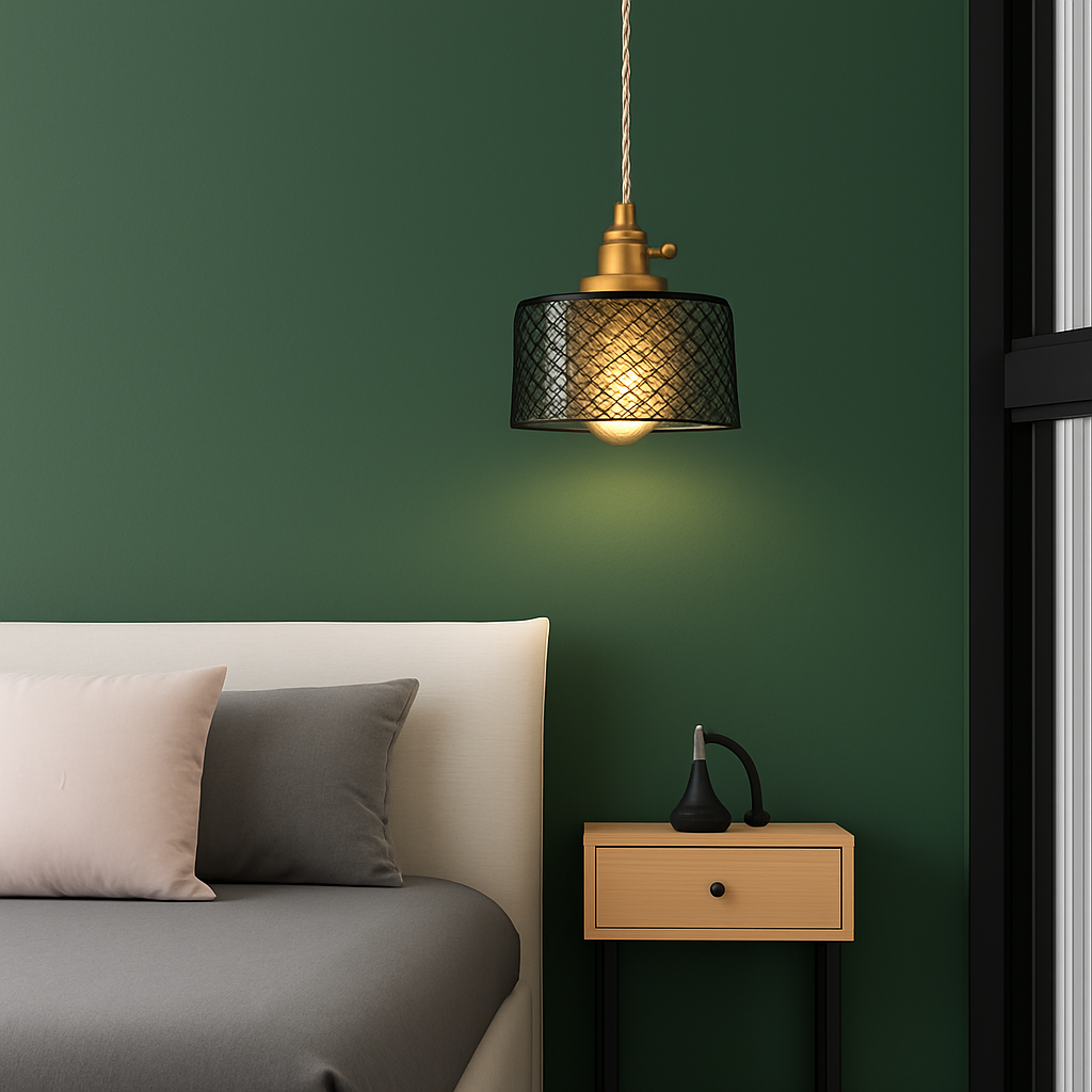 Suspension en verre vert scandinave - vue 5 sur 30