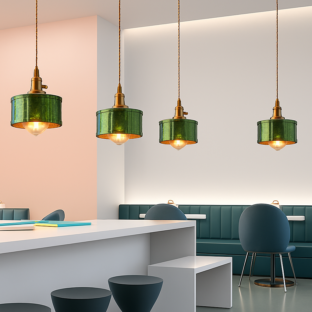 Suspension en verre vert scandinave - vue 6 sur 30