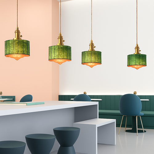 Suspension en verre vert scandinave - vue 7 sur 30