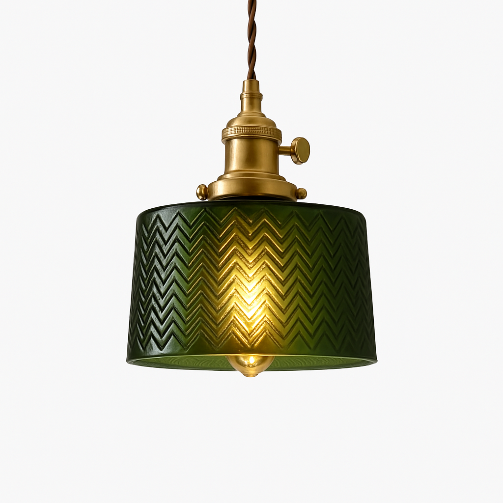 Suspension en verre vert scandinave - vue 9 sur 30