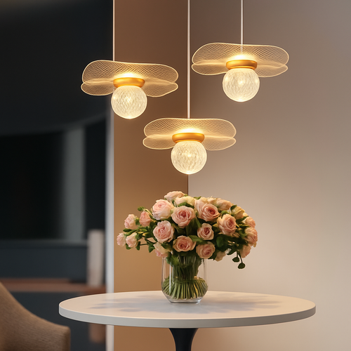 Suspension feuille lotus personnalisée LED cristal - vue 3 sur 12