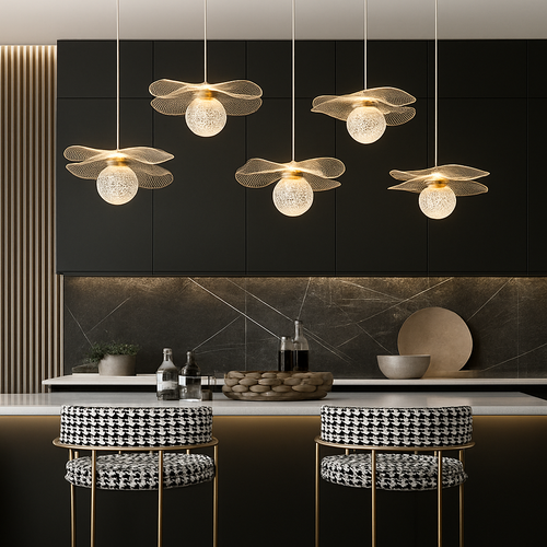 Suspension feuille lotus personnalisée LED cristal - vue 4 sur 12