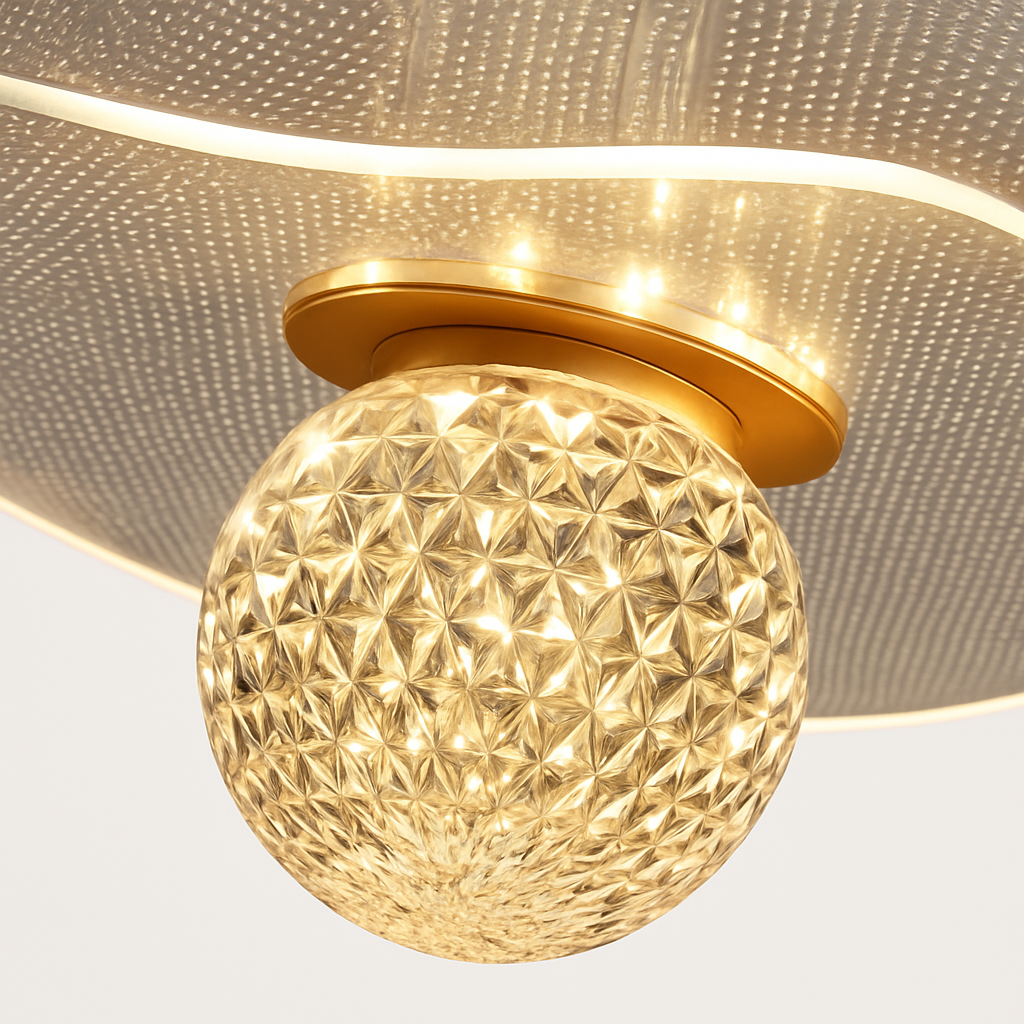 Suspension feuille lotus personnalisée LED cristal - vue 4 sur 12