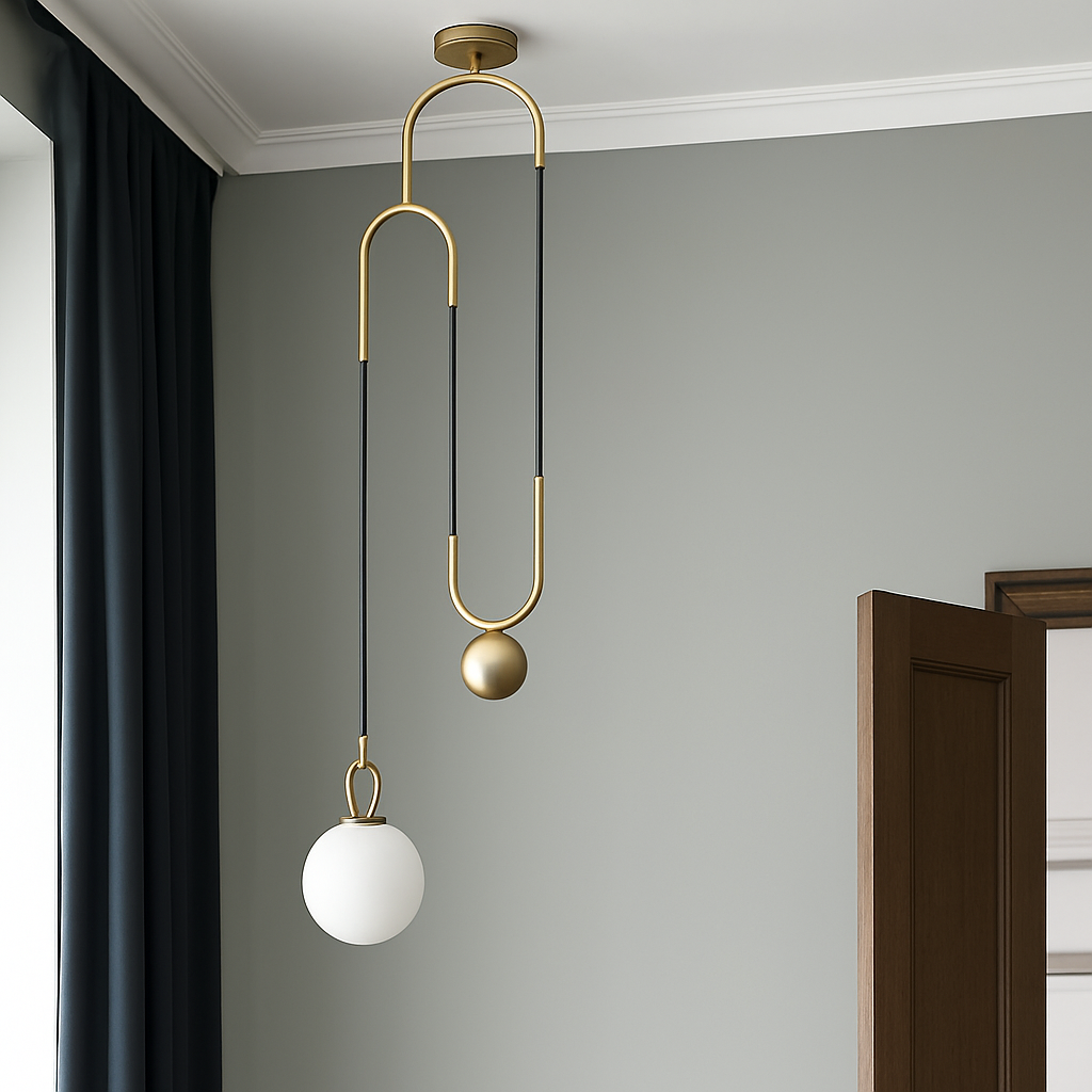 suspension industrielle nordique extensible design boule de verre - vue 3 sur 7