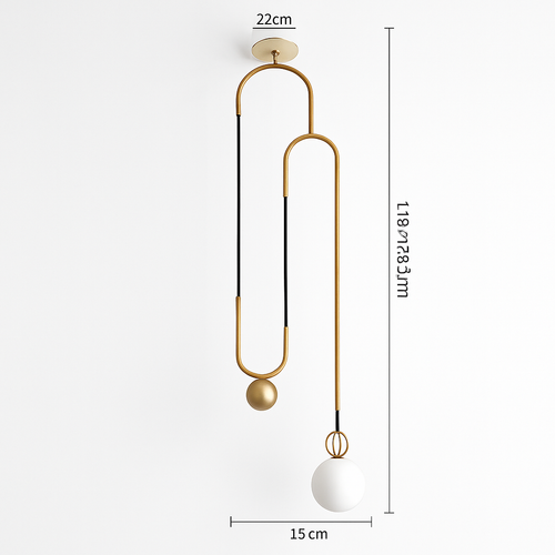 suspension industrielle nordique extensible design boule de verre - vue 6 sur 7