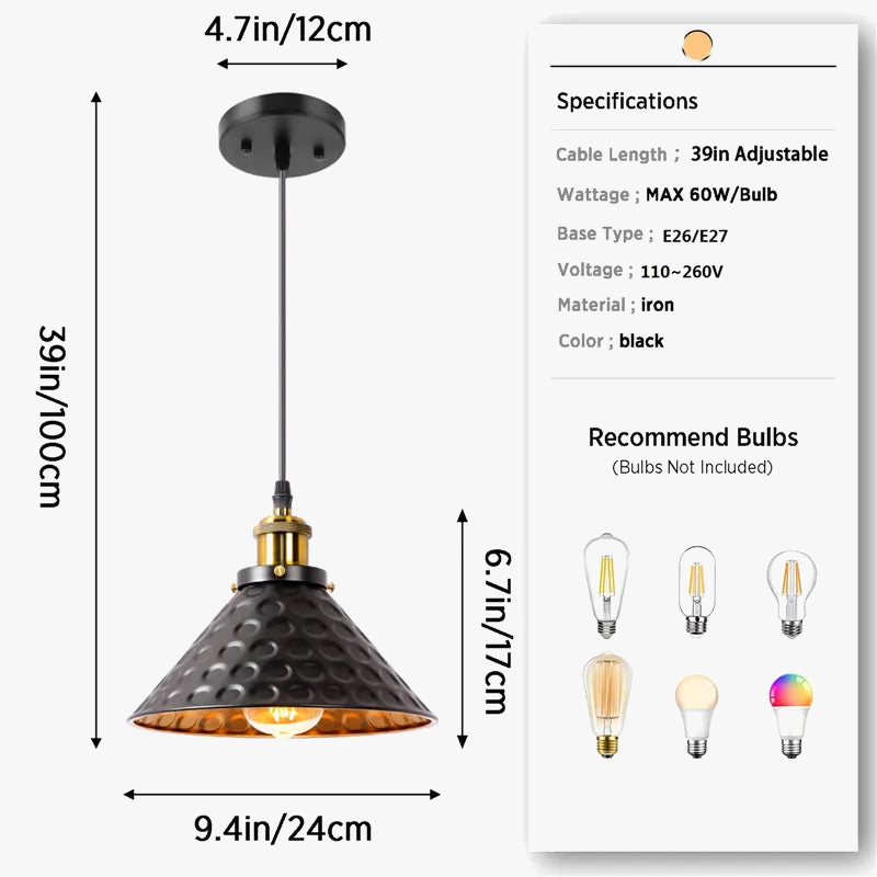 suspension industrielle vintage en fer noir décorative idéale loft