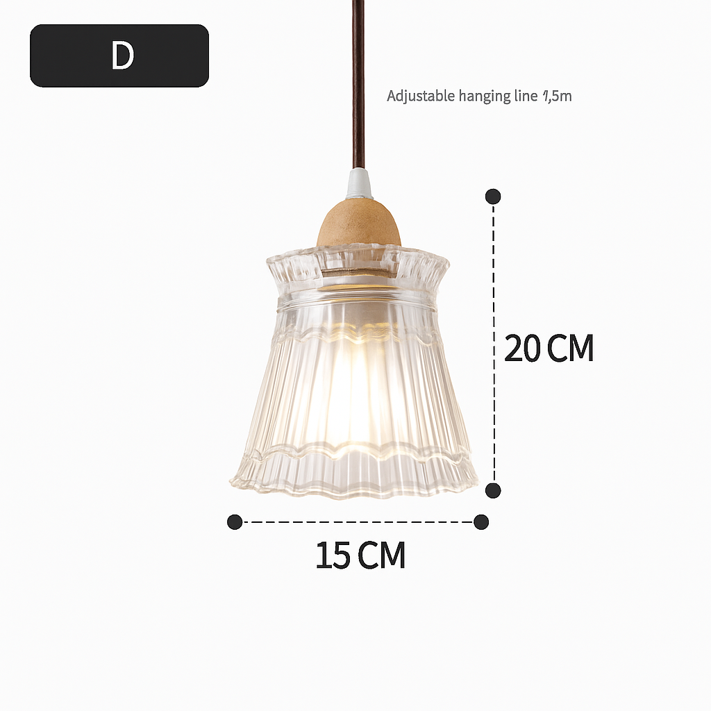 suspension japonaise moderne en bois et verre luminaire design - vue 3 sur 24