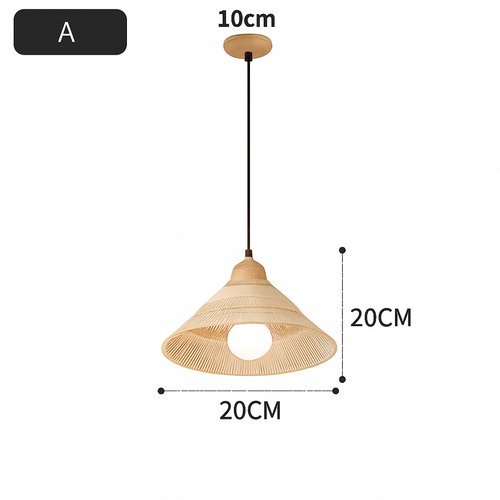 suspension japonaise moderne en bois et verre luminaire design - vue 12 sur 24