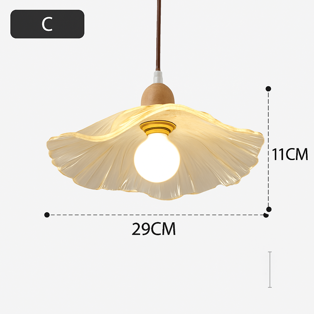suspension japonaise moderne en bois et verre luminaire design - vue 12 sur 24