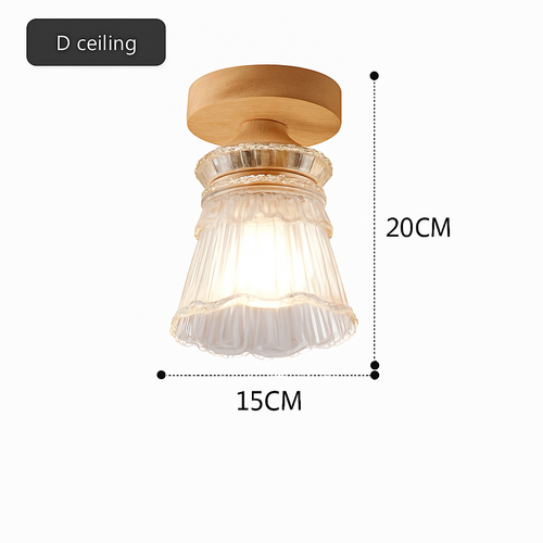 suspension japonaise moderne en bois et verre luminaire design - vue 15 sur 24