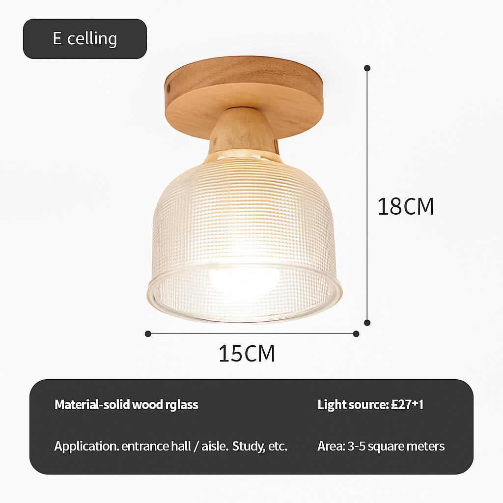 suspension japonaise moderne en bois et verre luminaire design - vue 16 sur 24