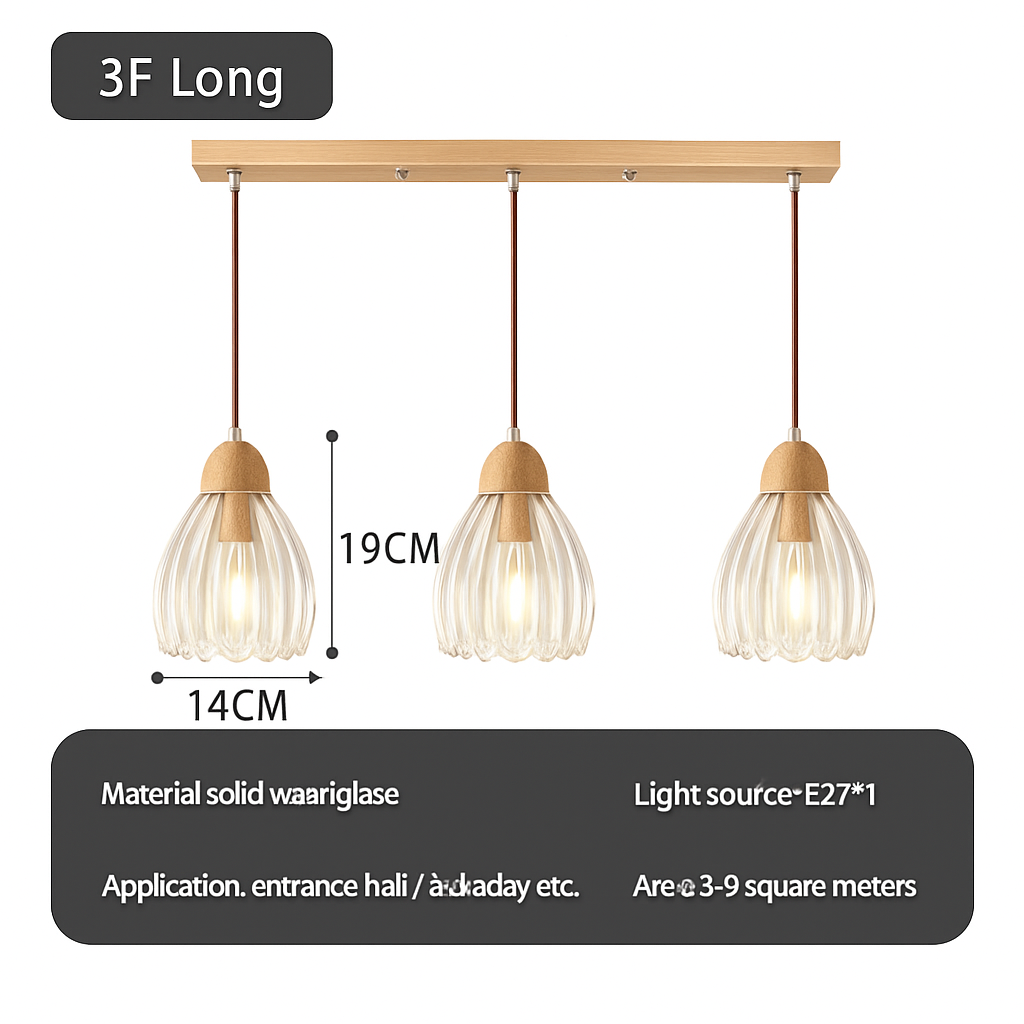 suspension japonaise moderne en bois et verre luminaire design - vue 18 sur 24
