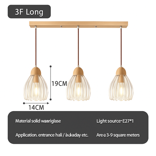 suspension japonaise moderne en bois et verre luminaire design - vue 19 sur 24