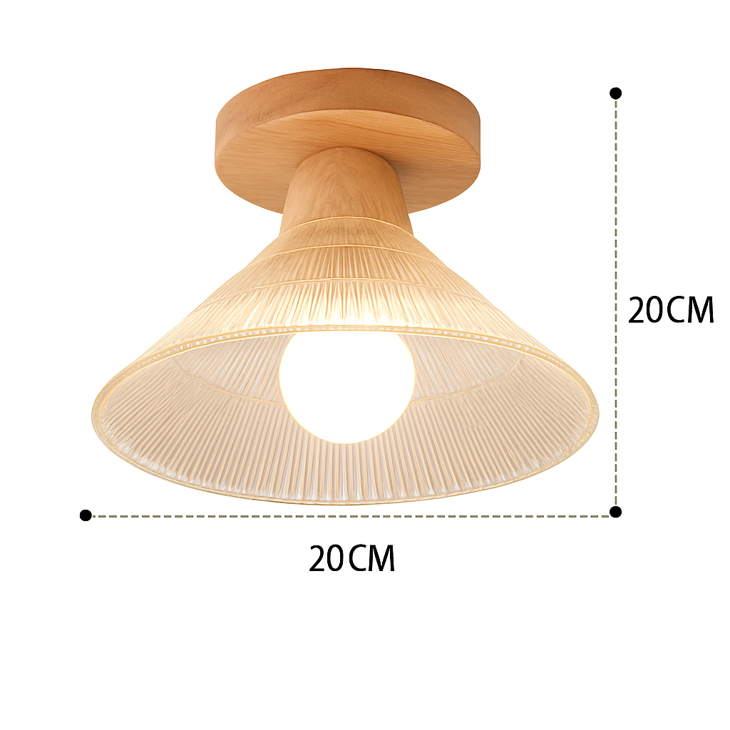 suspension japonaise moderne en bois et verre luminaire design - vue 19 sur 24