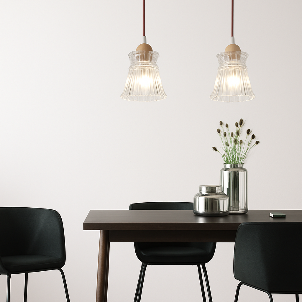suspension japonaise moderne en bois et verre luminaire design - vue 4 sur 24