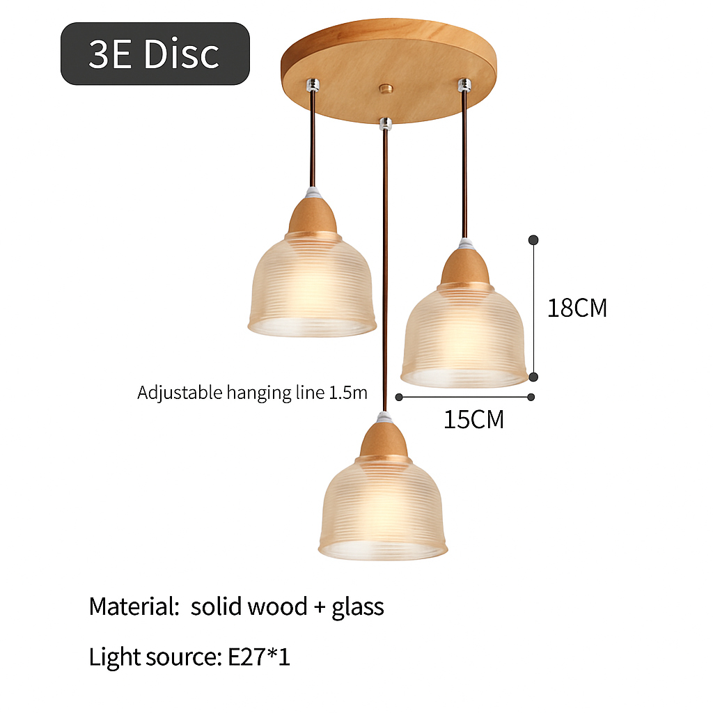 suspension japonaise moderne en bois et verre luminaire design - vue 21 sur 24