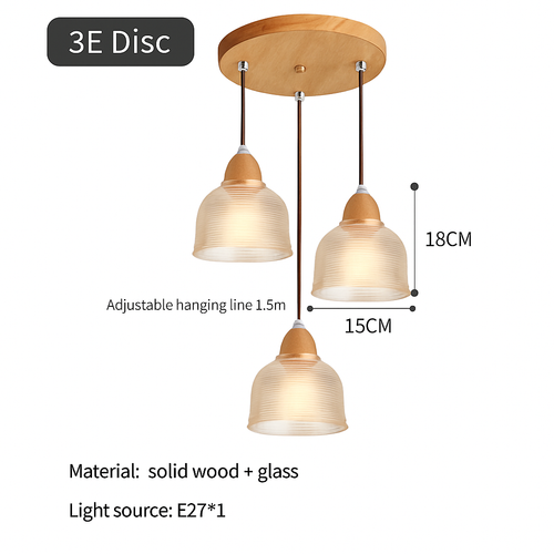 suspension japonaise moderne en bois et verre luminaire design - vue 22 sur 24
