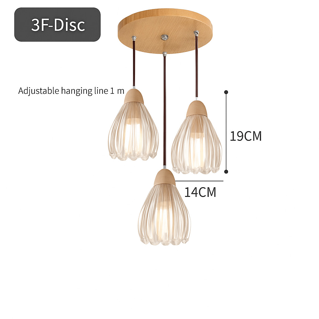 suspension japonaise moderne en bois et verre luminaire design - vue 23 sur 24