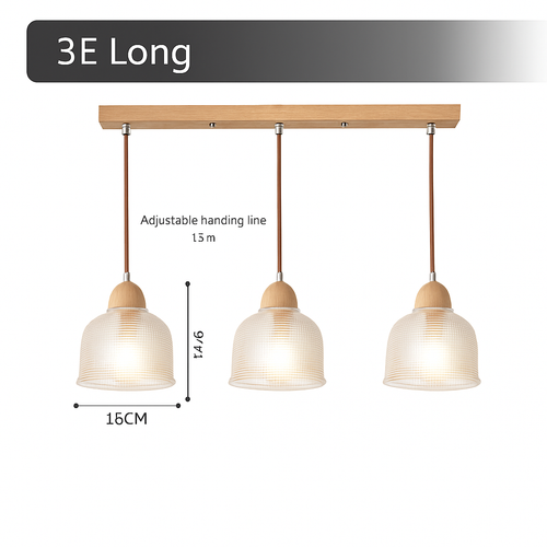 suspension japonaise moderne en bois et verre luminaire design - vue 25 sur 24