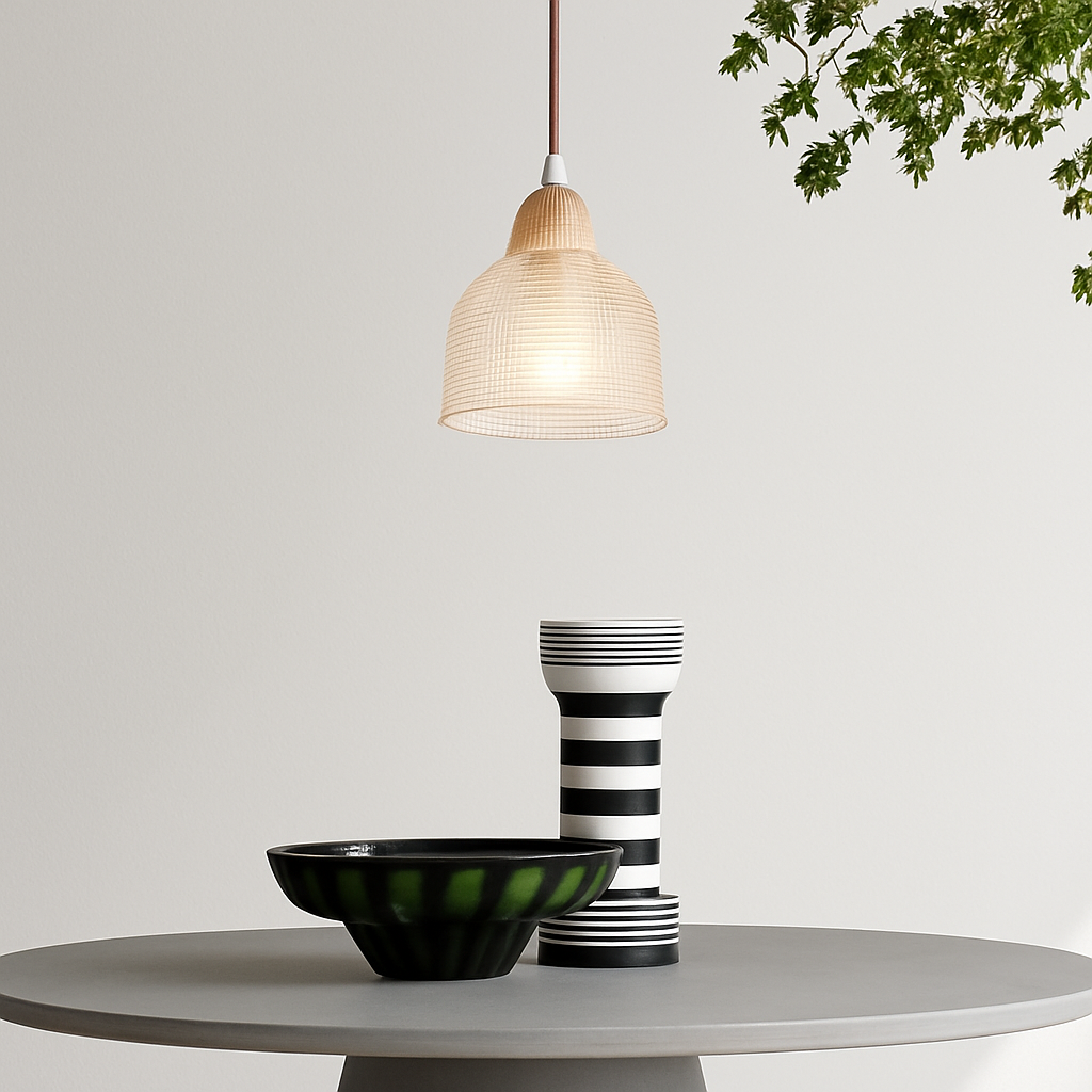 suspension japonaise moderne en bois et verre luminaire design - vue 5 sur 24