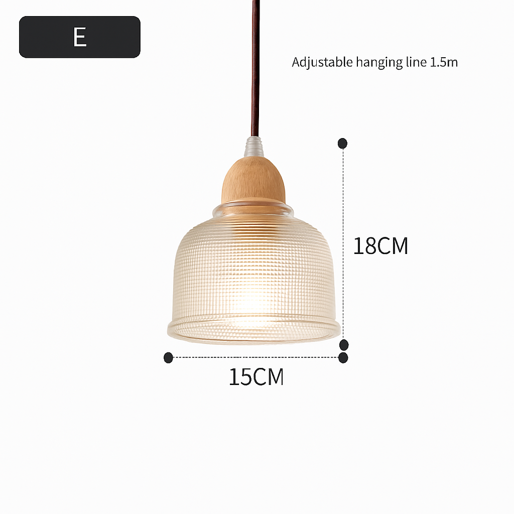 suspension japonaise moderne en bois et verre luminaire design - vue 7 sur 24