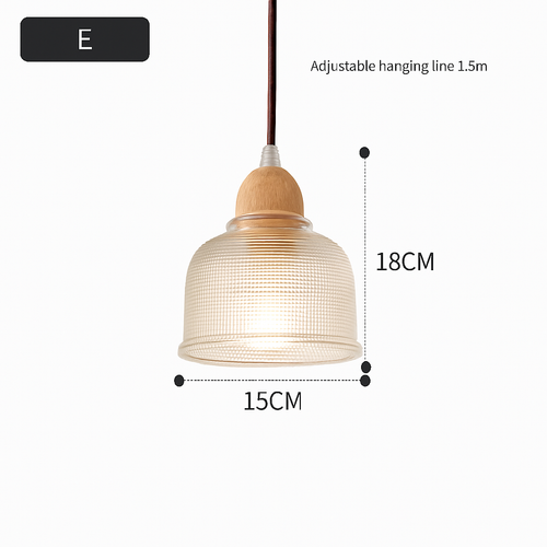 suspension japonaise moderne en bois et verre luminaire design - vue 8 sur 24