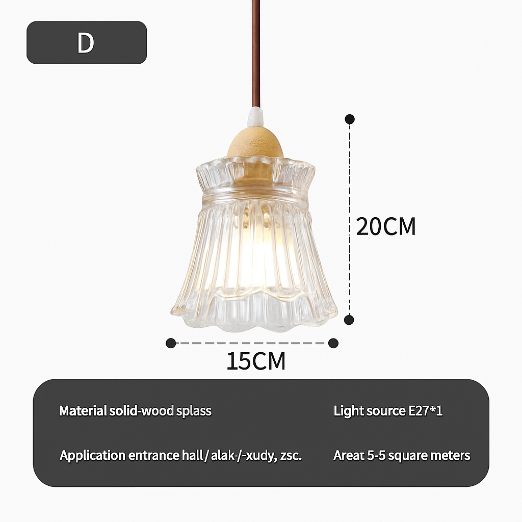 suspension japonaise moderne en bois et verre luminaire design - vue 8 sur 24