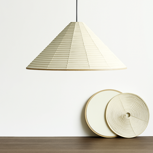 suspension japonaise wabi sabi en papier de riz pliable et circulaire - vue 3 sur 8