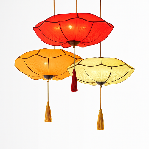 Suspension Lanterne chinoise suspendue en tissu fait à la main - vue 2 sur 10