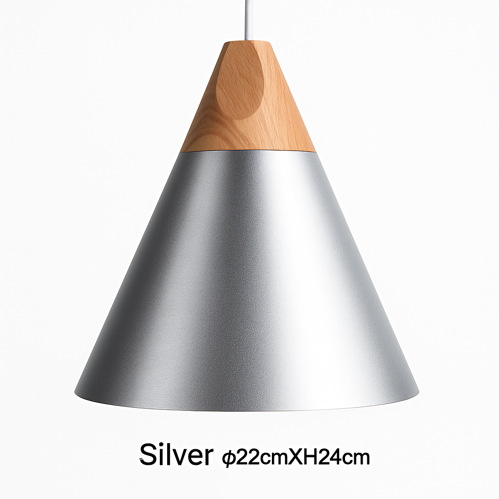 Suspension LED bois et aluminium en forme de cône - vue 11 sur 17