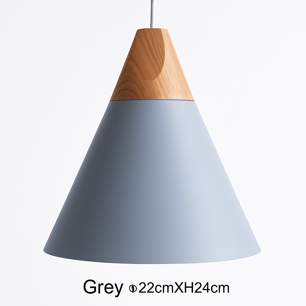 Suspension LED bois et aluminium en forme de cône - vue 12 sur 17