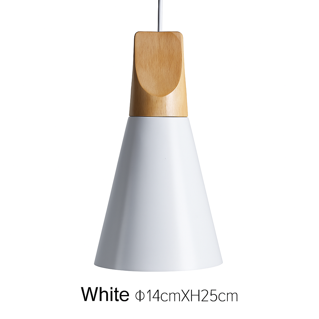 Suspension LED bois et aluminium en forme de cône - vue 13 sur 17