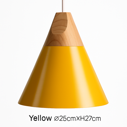 Suspension LED bois et aluminium en forme de cône - vue 5 sur 17