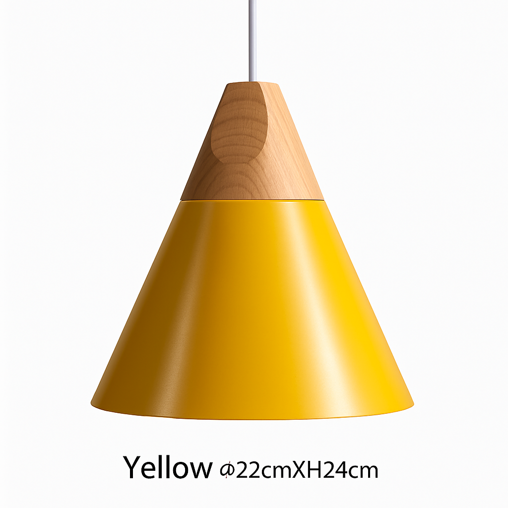 Suspension LED bois et aluminium en forme de cône - vue 7 sur 17