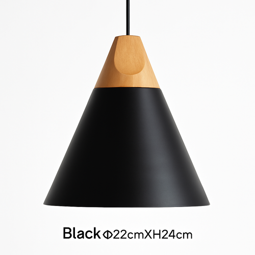 Suspension LED bois et aluminium en forme de cône - vue 9 sur 17