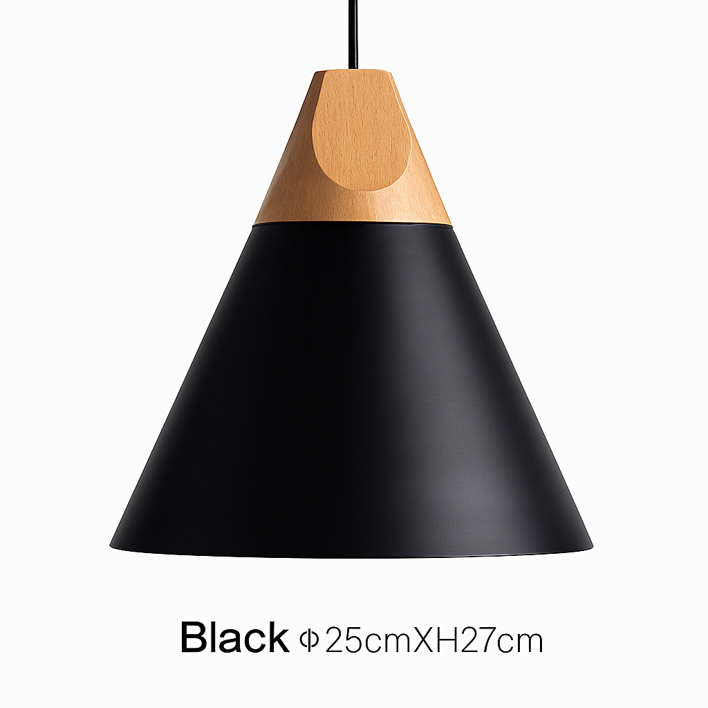 Suspension LED bois et aluminium en forme de cône - vue 9 sur 17
