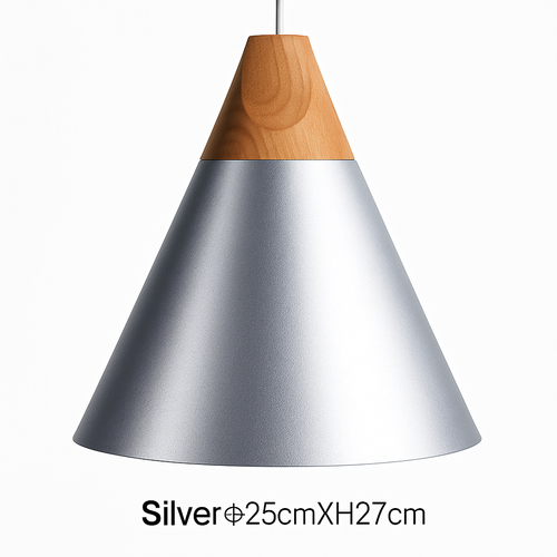 Suspension LED bois et aluminium en forme de cône - vue 11 sur 17