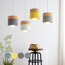 Suspension LED cylindrique en métal et bois Modern