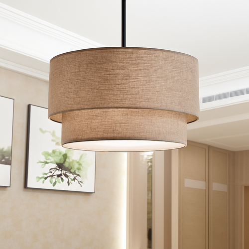Suspension LED cylindrique en tissu Foyer - vue 3 sur 7